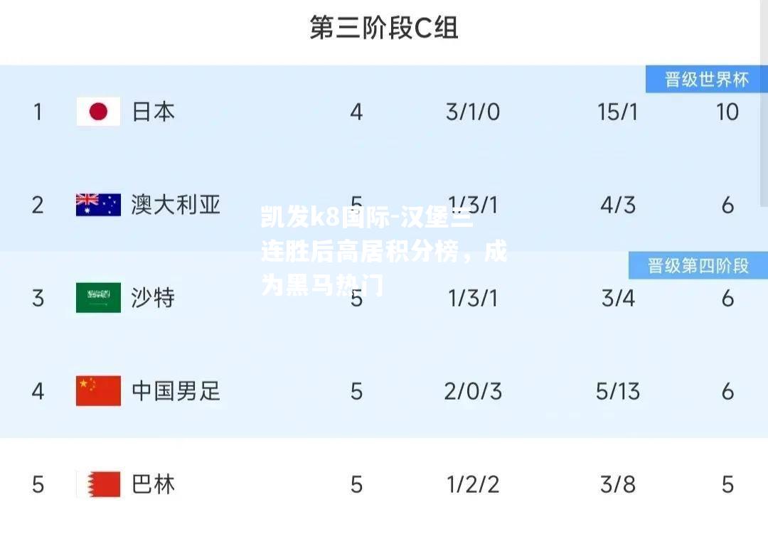 汉堡三连胜后高居积分榜，成为黑马热门